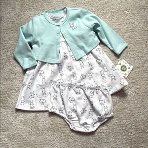 Little Me Easter Bunny Dress Mint Jacket 3 Piece